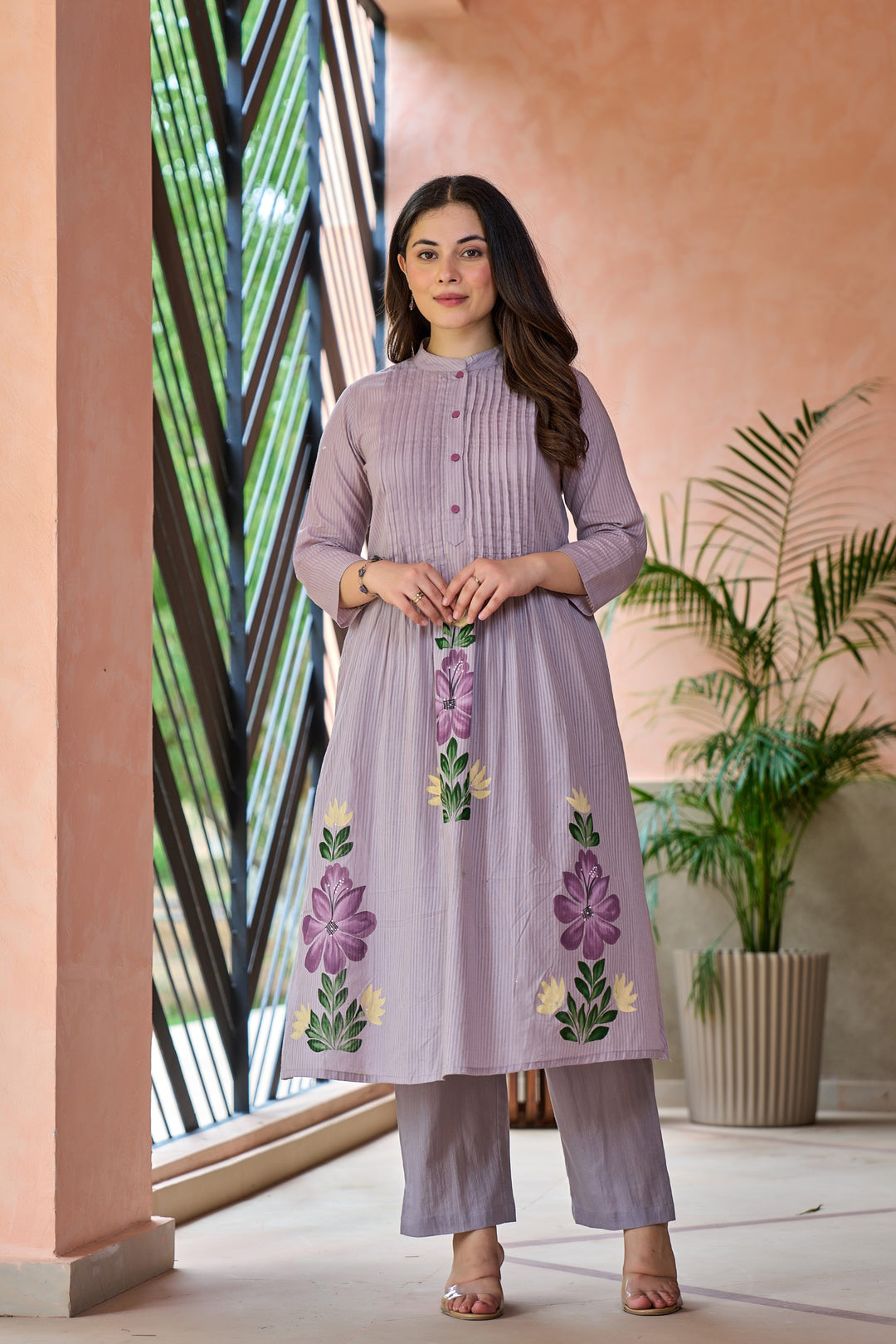 Tiara orchid cotton kurta pant set