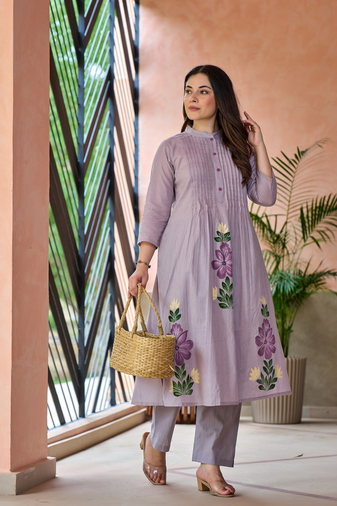 Tiara orchid cotton kurta pant set