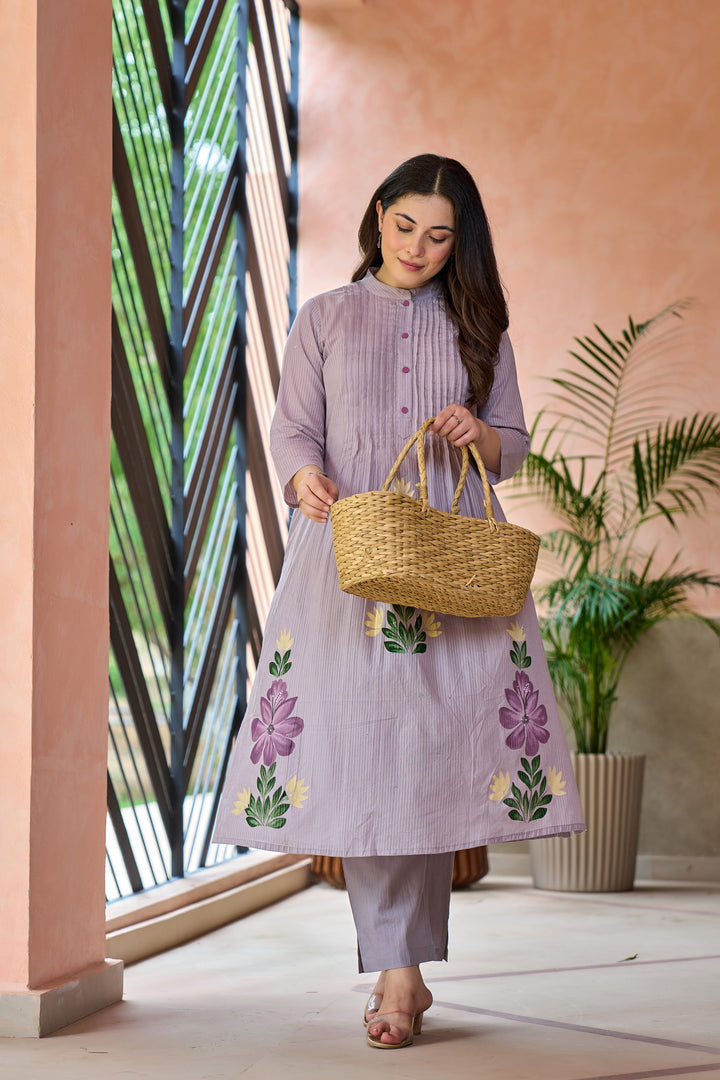 Tiara orchid cotton kurta pant set