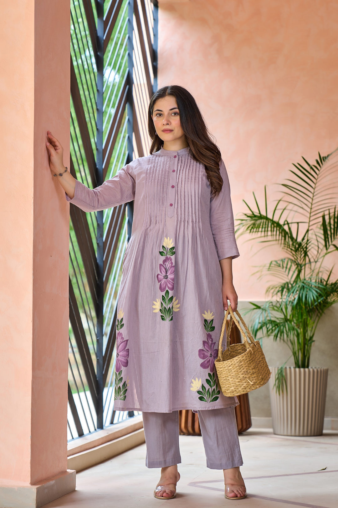Tiara orchid cotton kurta pant set