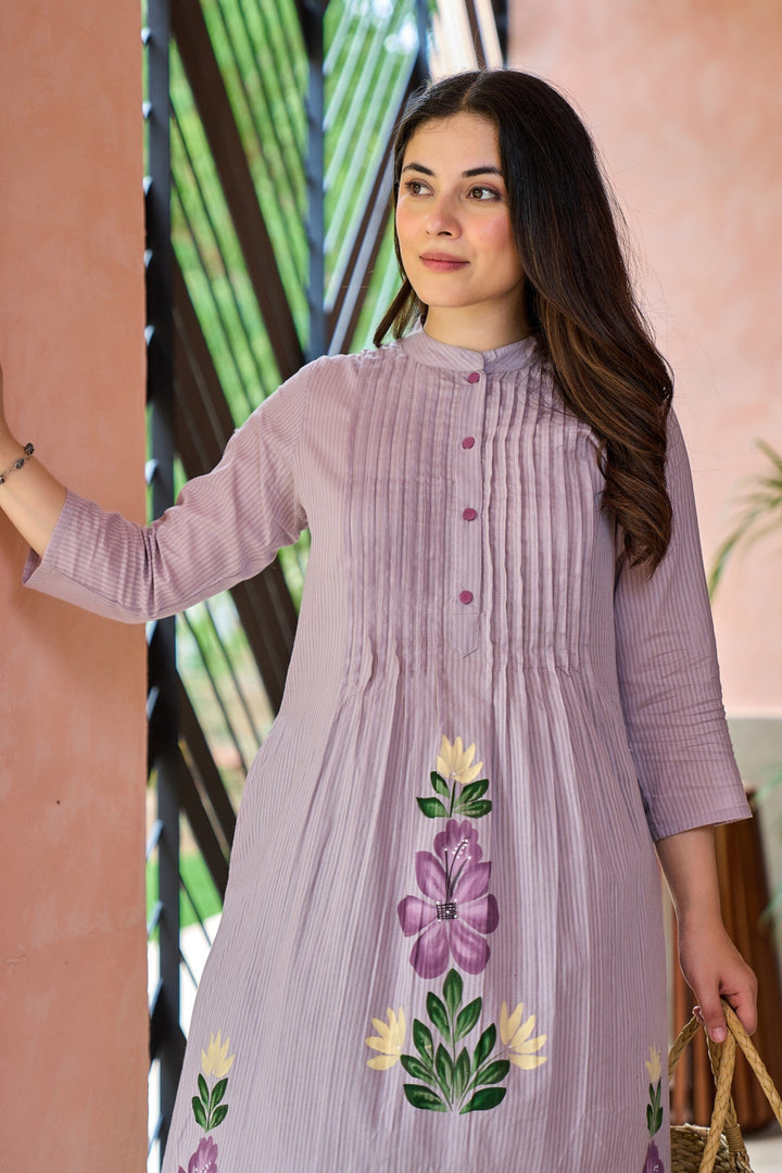 Tiara orchid cotton kurta pant set