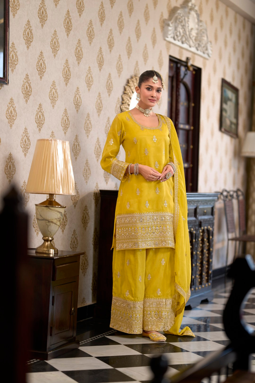 Ashtami Amber Full work heavy suit set