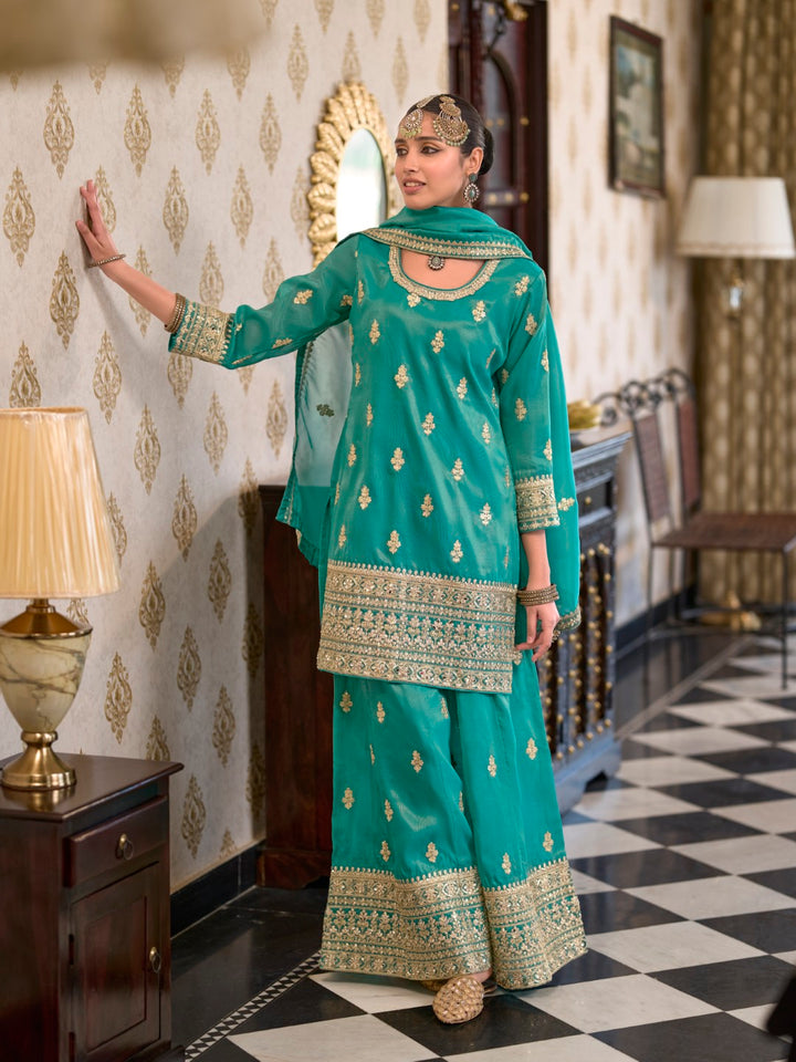 Ashtami fern full work premium suit set