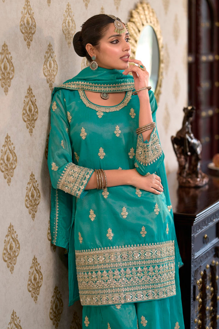 Ashtami fern full work premium suit set