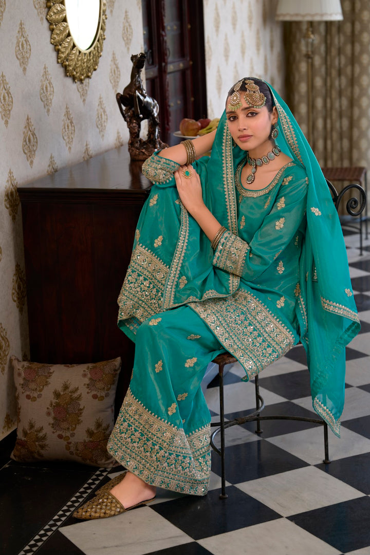 Ashtami fern full work premium suit set