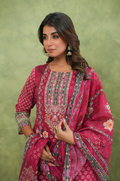 Brishti Rosy Printed Work Suit Set
