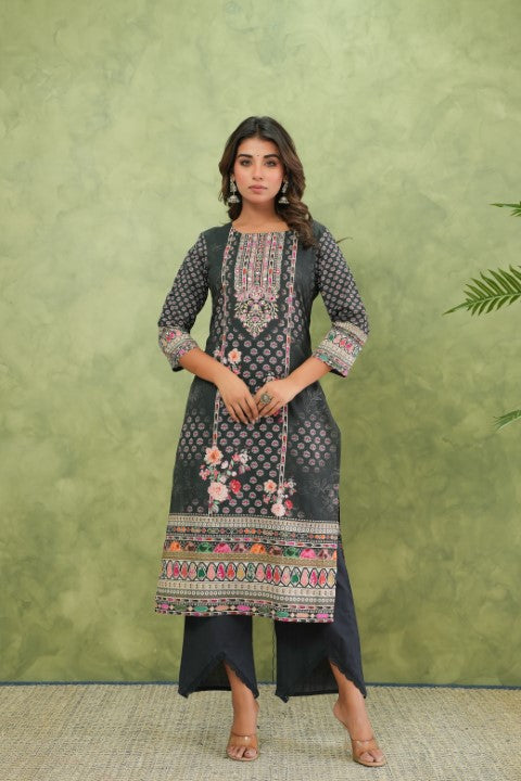 Brishti Onyx Printed Work Suit Set