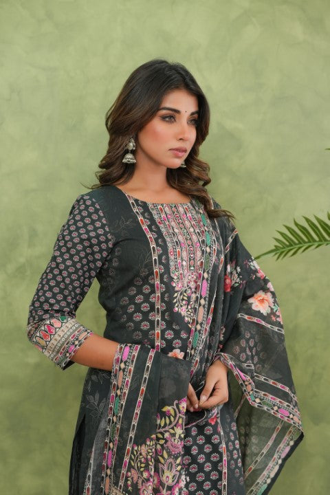 Brishti Onyx Printed Work Suit Set