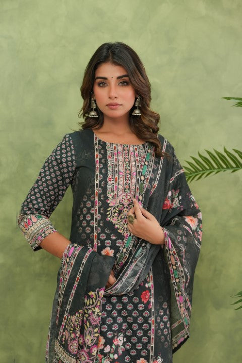 Brishti Onyx Printed Work Suit Set