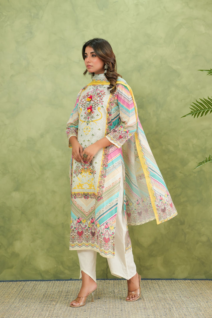 Baga Hibis Printed Cotton Lawn Suit Set