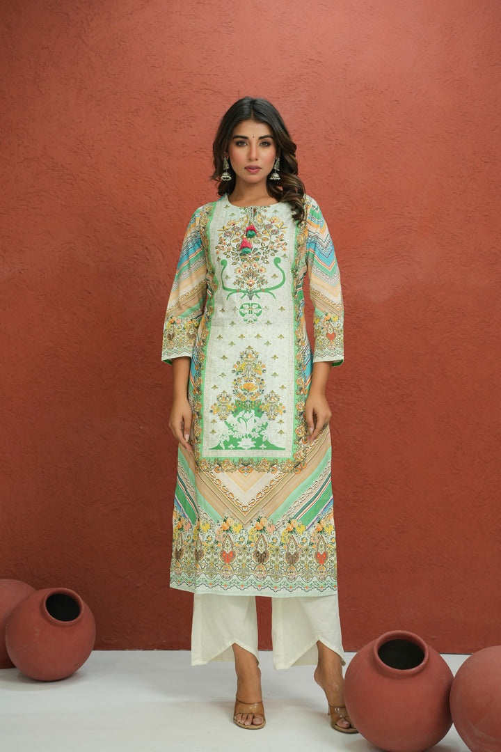 Baga Fern Printed Cotton Lawn Suit Set