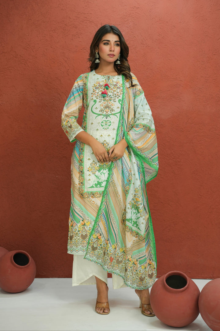Baga Fern Printed Cotton Lawn Suit Set