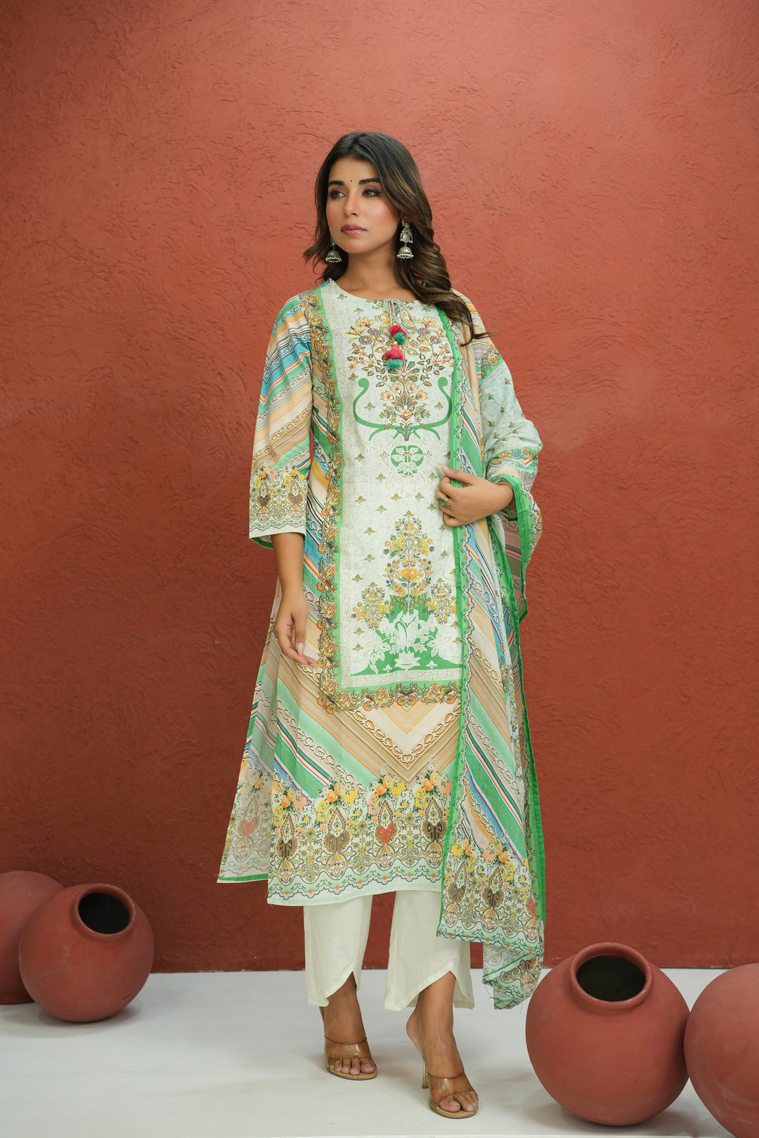 Baga Fern Printed Cotton Lawn Suit Set