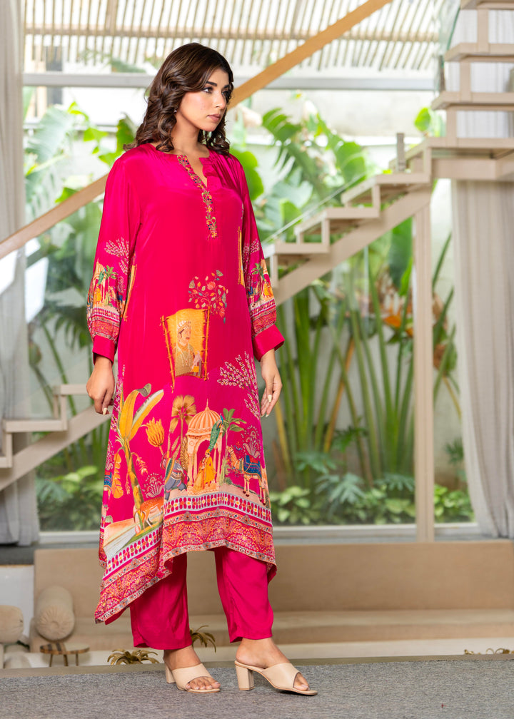 Maurya Vermillion Printed Kurta Pant Set