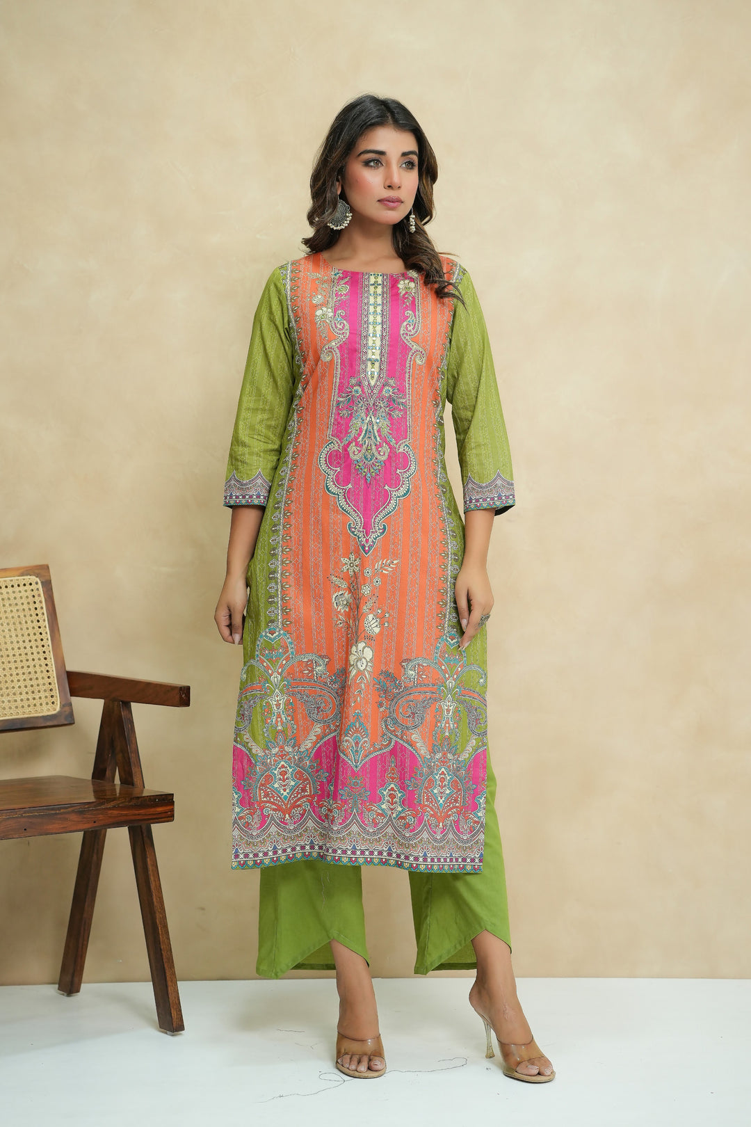 Baga apricot cotton suit set