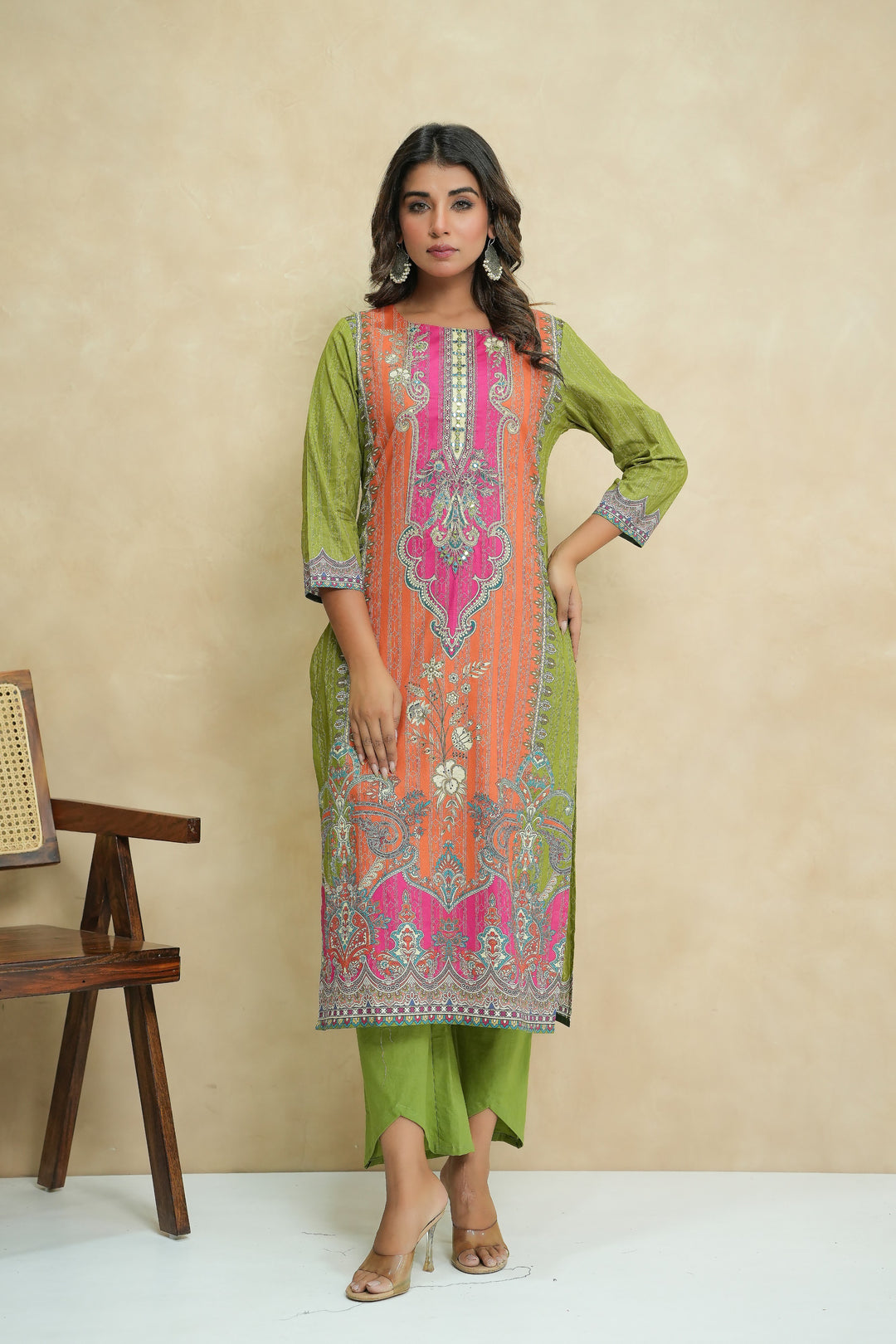 Baga apricot cotton suit set