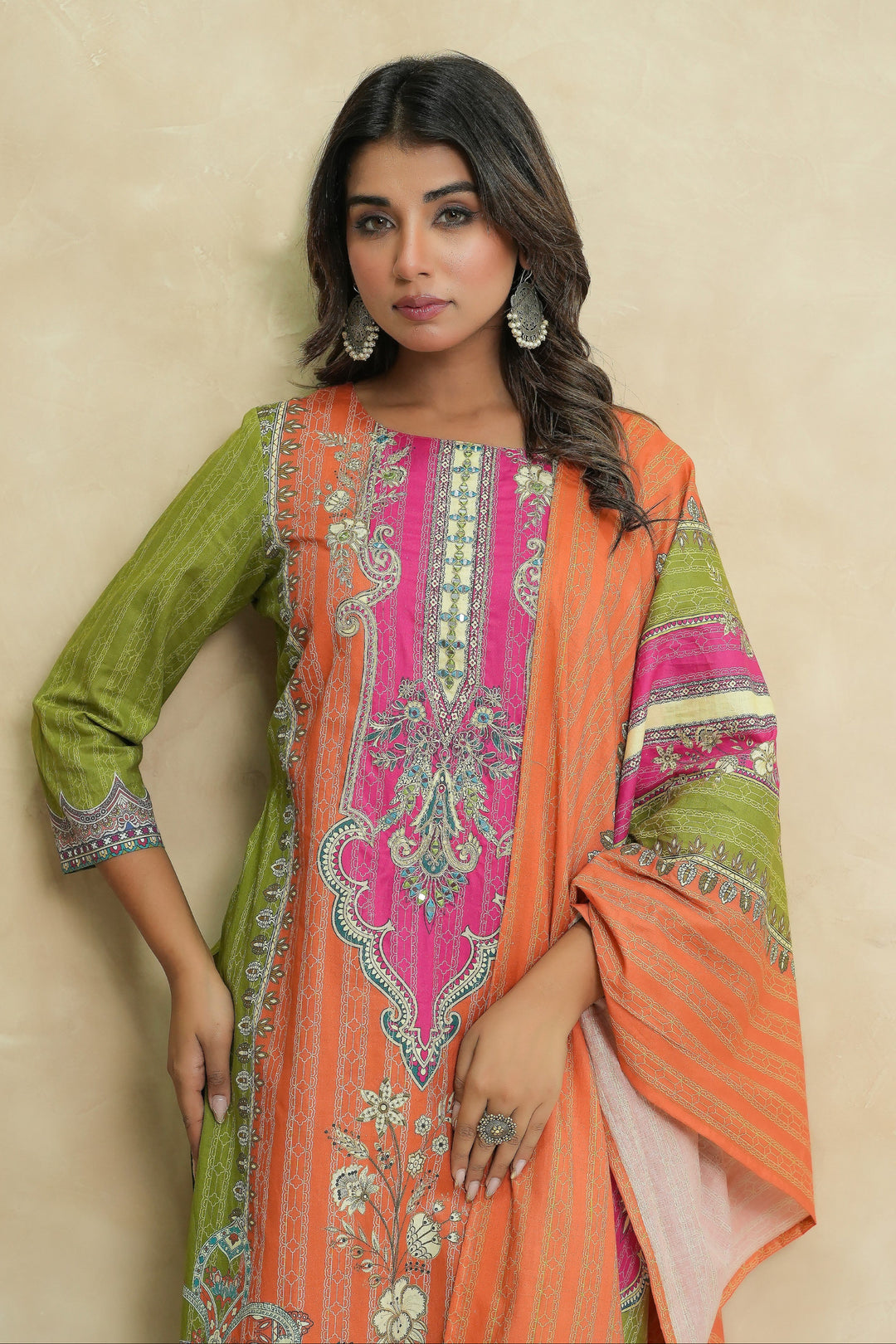 Baga apricot cotton suit set
