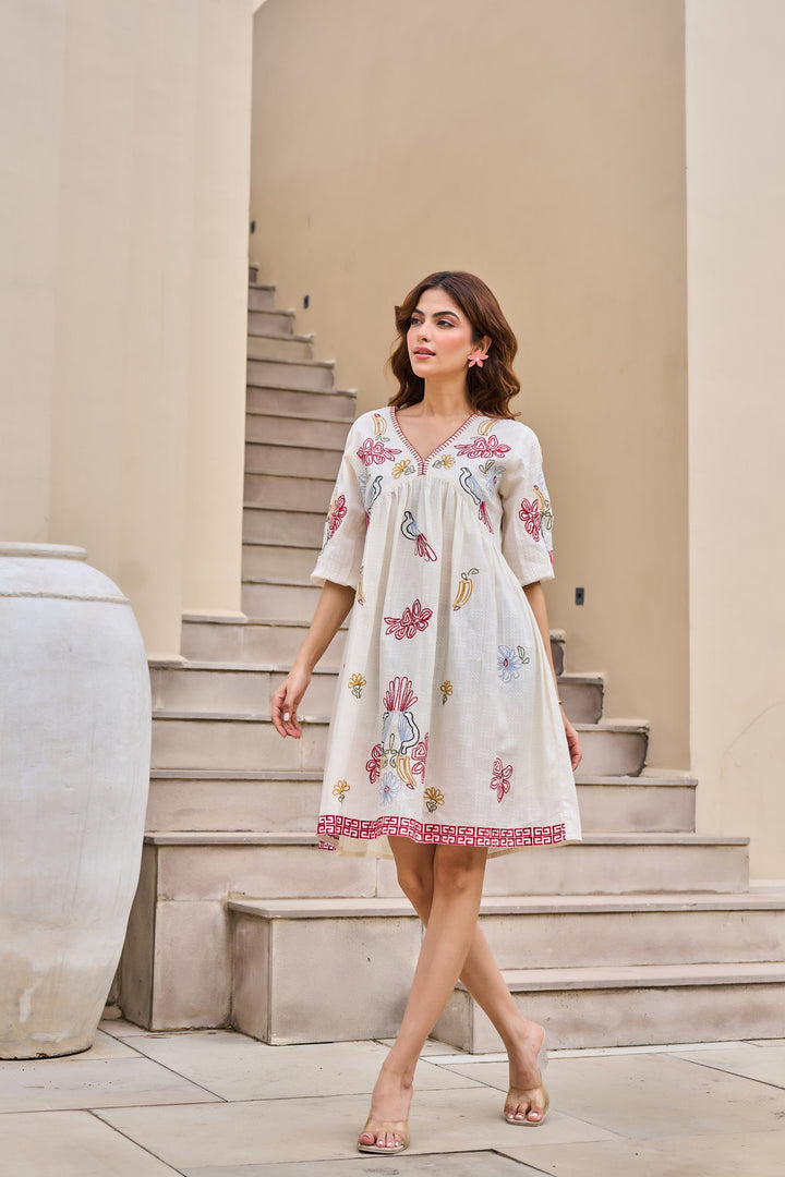 Tiara Daisy Embroidery cotton dress