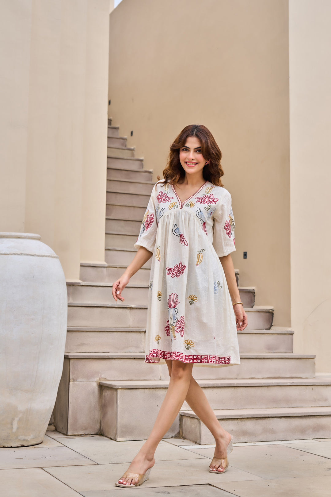Tiara Daisy Embroidery cotton dress
