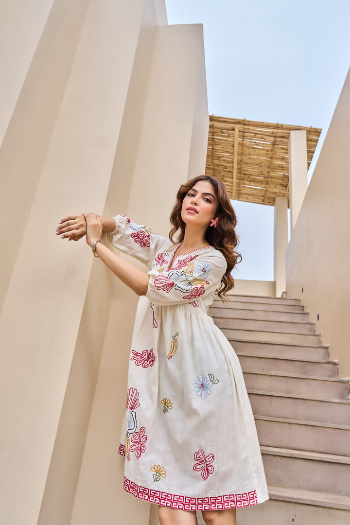 Tiara Daisy Embroidery cotton dress