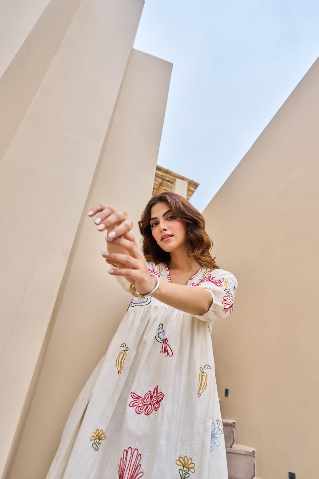 Tiara Daisy Embroidery cotton dress