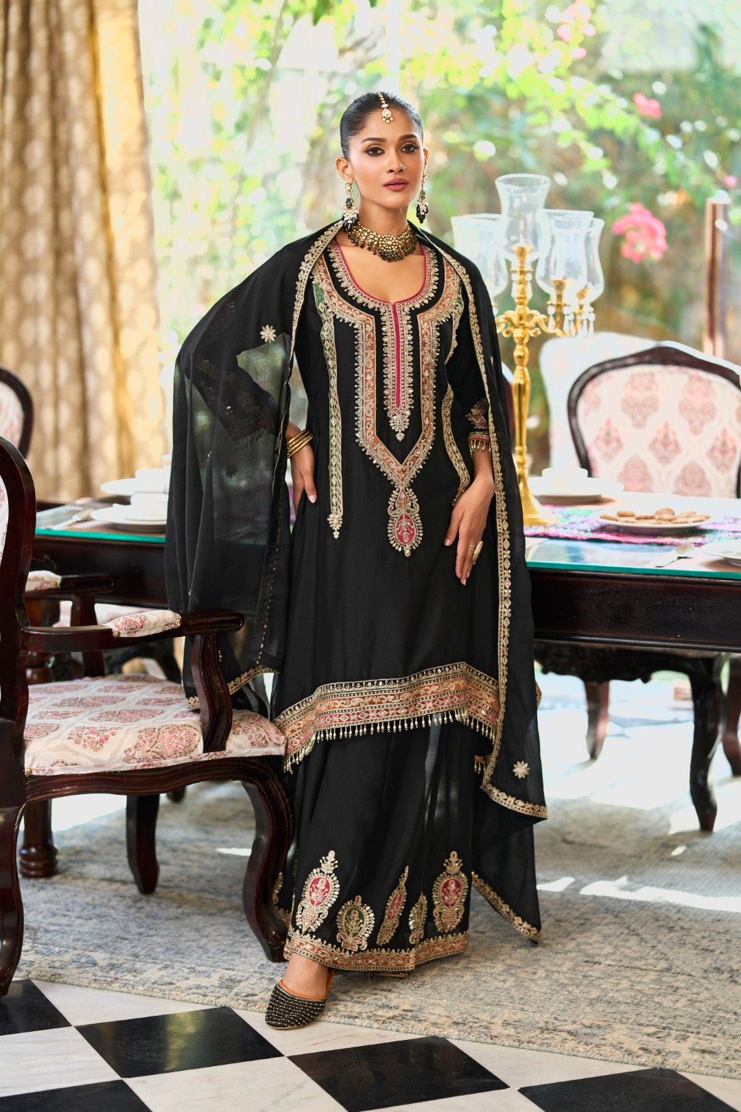 Ankisha Onyx Full Work Heavy Gharara set