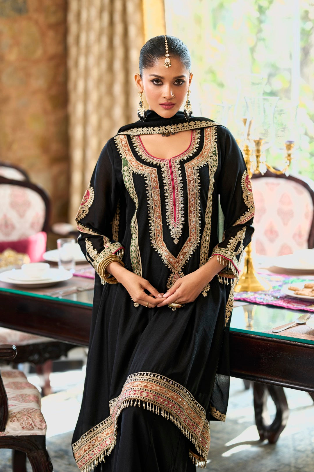 Ankisha Onyx Full Work Heavy Gharara set