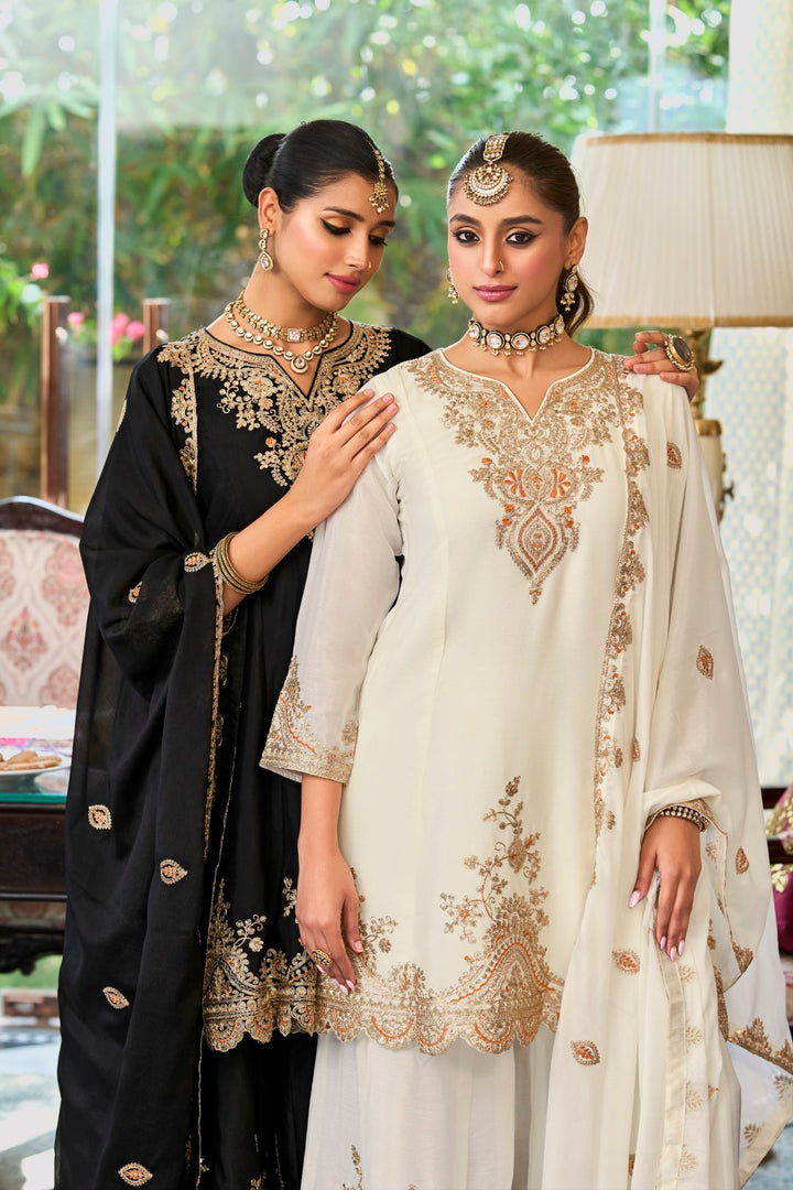 Roshandan Onyx Full work gharara set