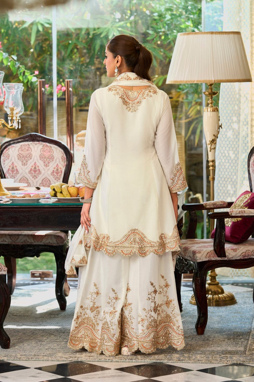 Roshandan pearl full work gharara set