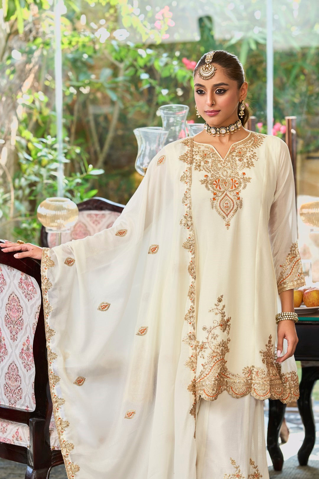 Roshandan pearl full work gharara set