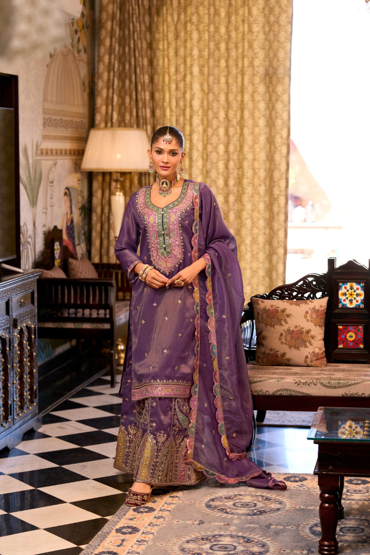 Garja orchid full work gharara set