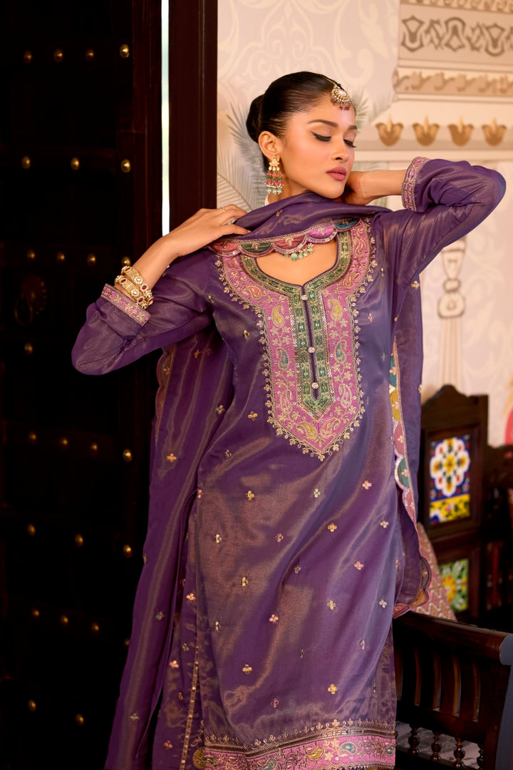 Garja orchid full work gharara set