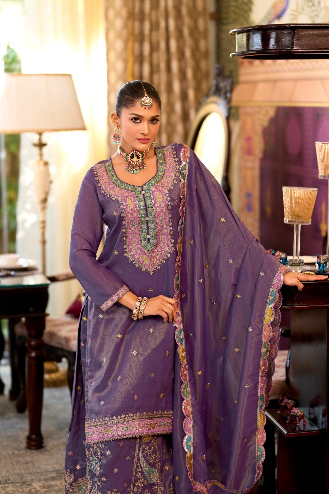 Garja orchid full work gharara set