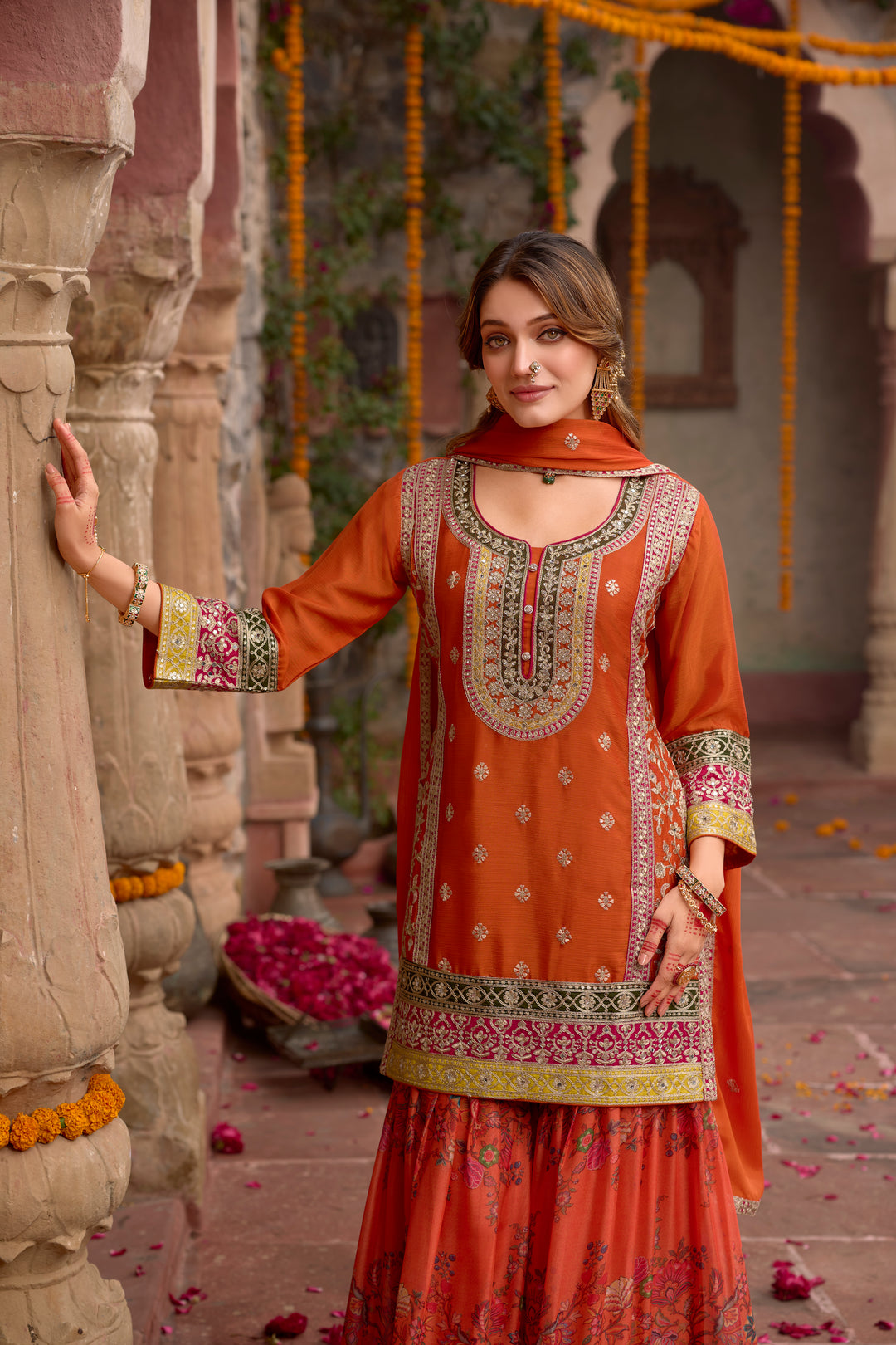 Sarang Kesari Full Work Heavy Work Premium Suit Set