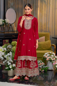Shorba Crimson Full Work Gharara set