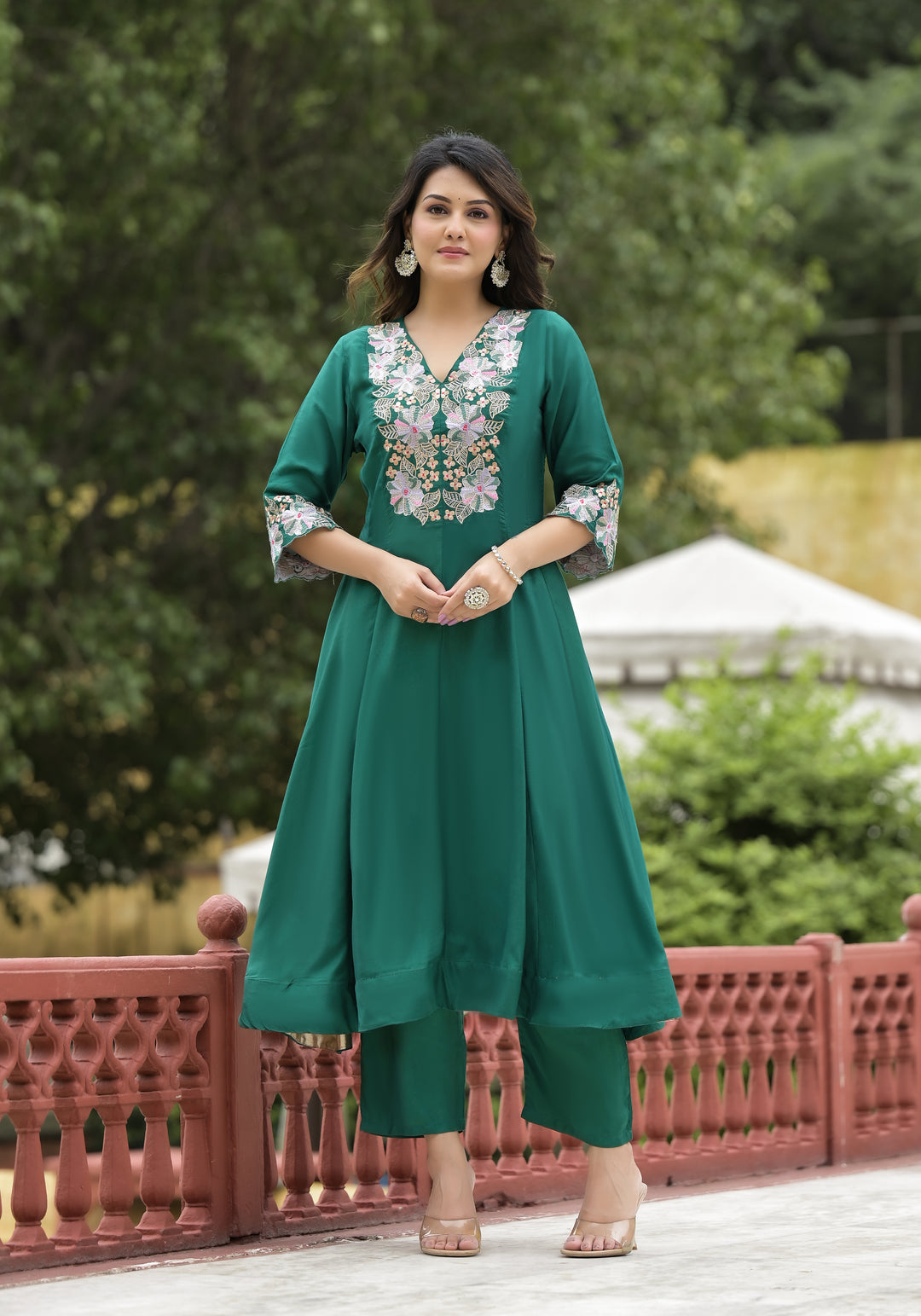 Chanda Fern Handwork Premium Anarkali Suit Set