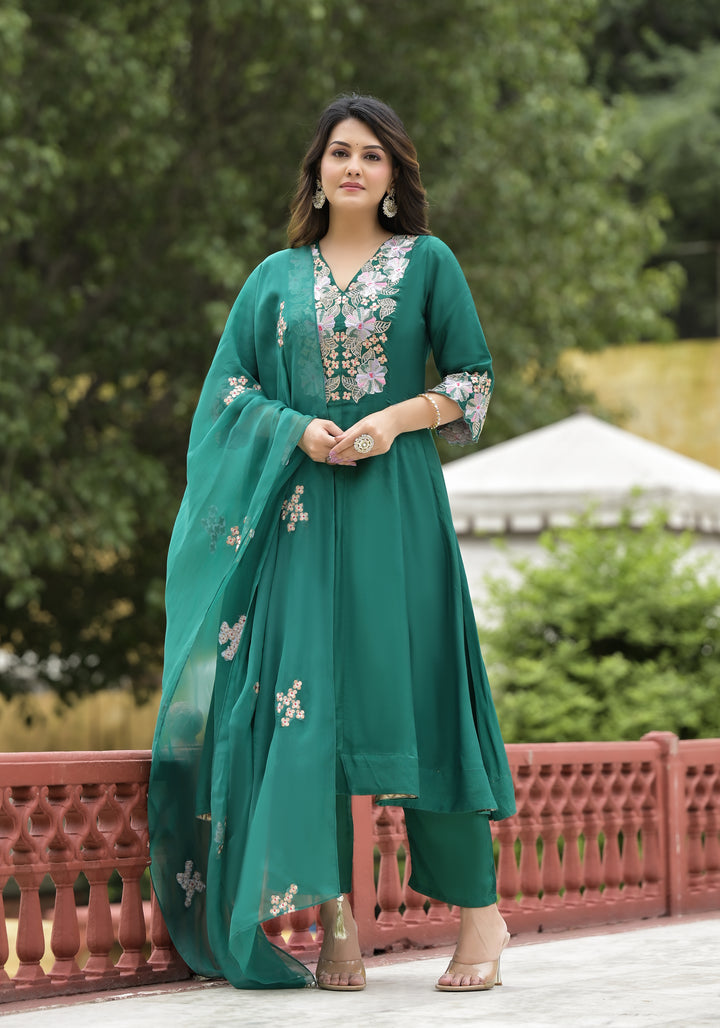 Chanda Fern Handwork Premium Anarkali Suit Set