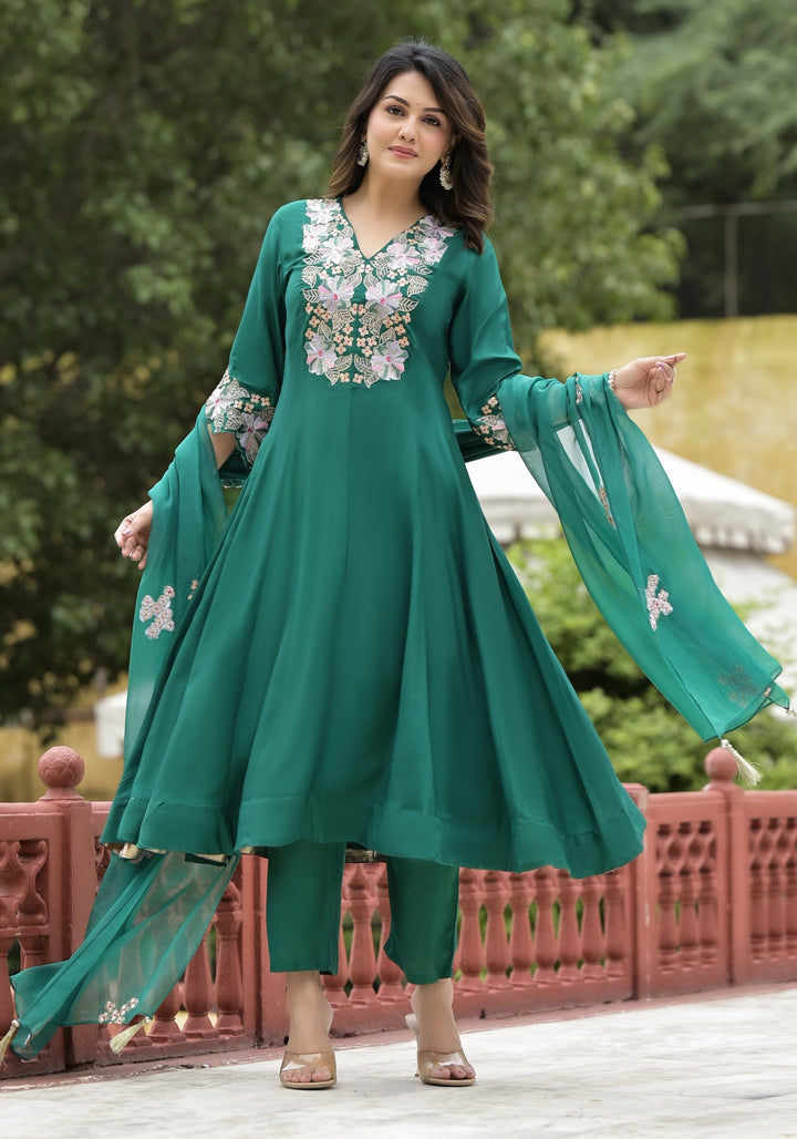 Chanda Fern Handwork Premium Anarkali Suit Set