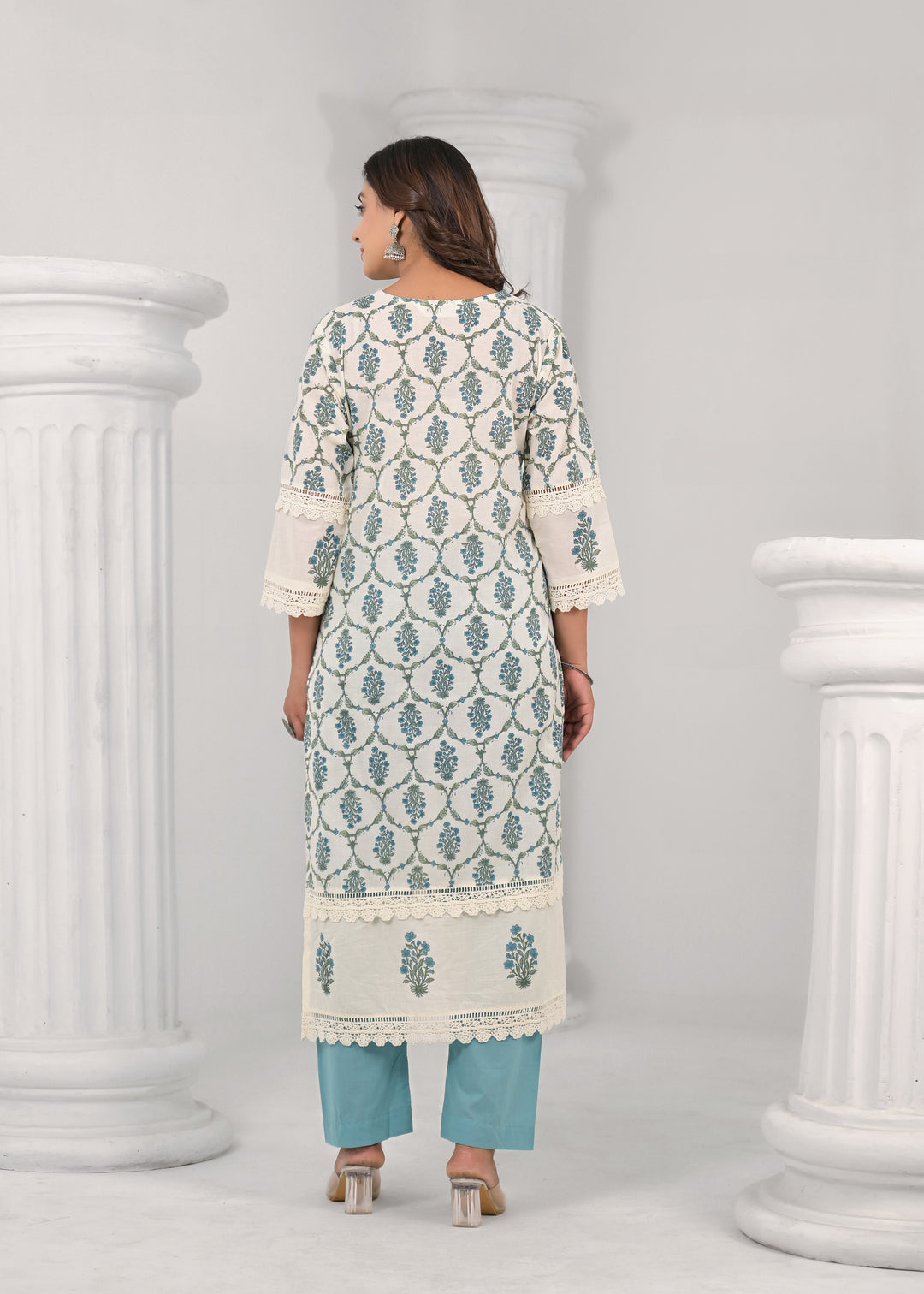 SAYESHA SOFT BLUE PRINTED COTTON SUIT SET