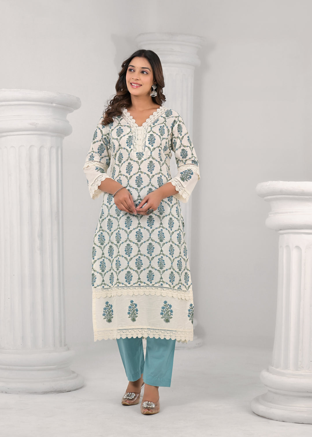 SAYESHA SOFT BLUE PRINTED COTTON SUIT SET