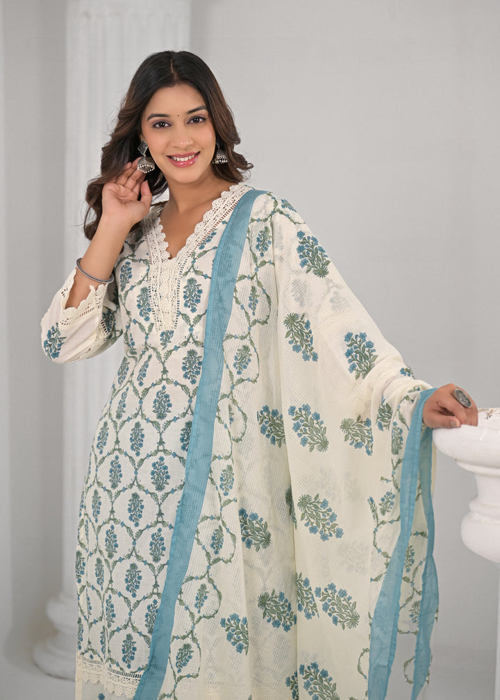 SAYESHA SOFT BLUE PRINTED COTTON SUIT SET