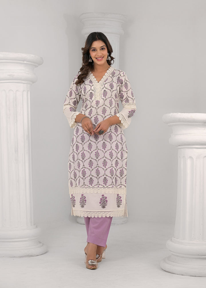 SAYESHA ORCHID PRINTED COTTON SUIT SET