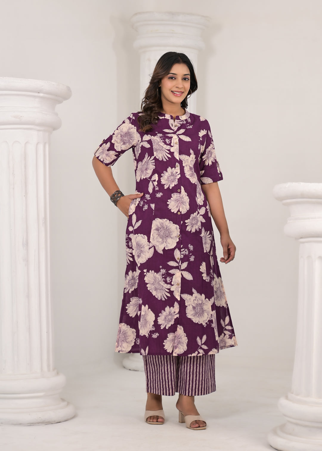 SNEHA ORCHID COTTON KURTA PANT SET