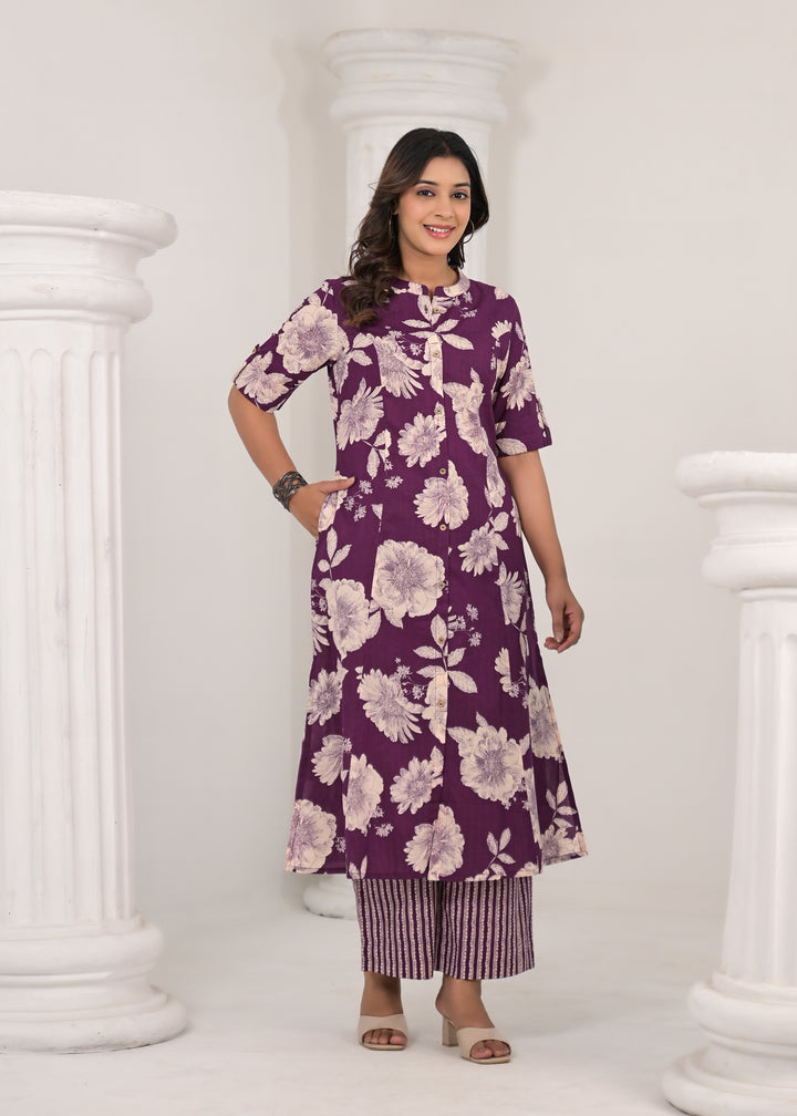 SNEHA ORCHID COTTON KURTA PANT SET