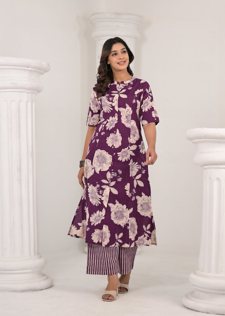 SNEHA ORCHID COTTON KURTA PANT SET