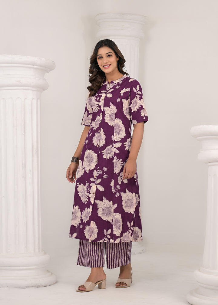 SNEHA ORCHID COTTON KURTA PANT SET