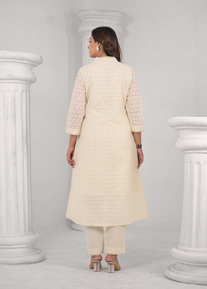 LIPIKA ANGEL SCHIFFLI COTTON KURTA PANT SET