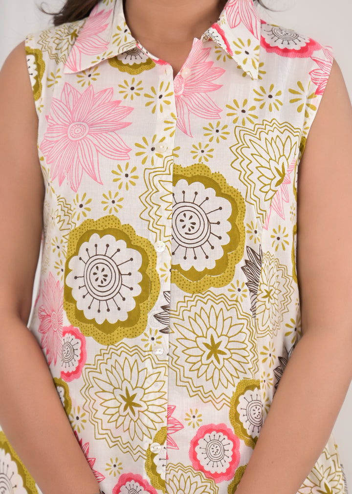 RAAGVI BLUSH PRINTED COTTON KURTA PANT SET