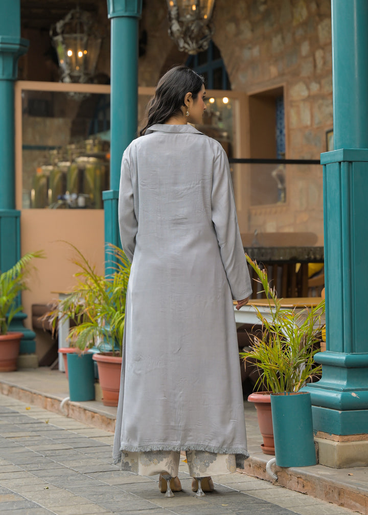 Mahua slate 3 pc cotton fusion wear set