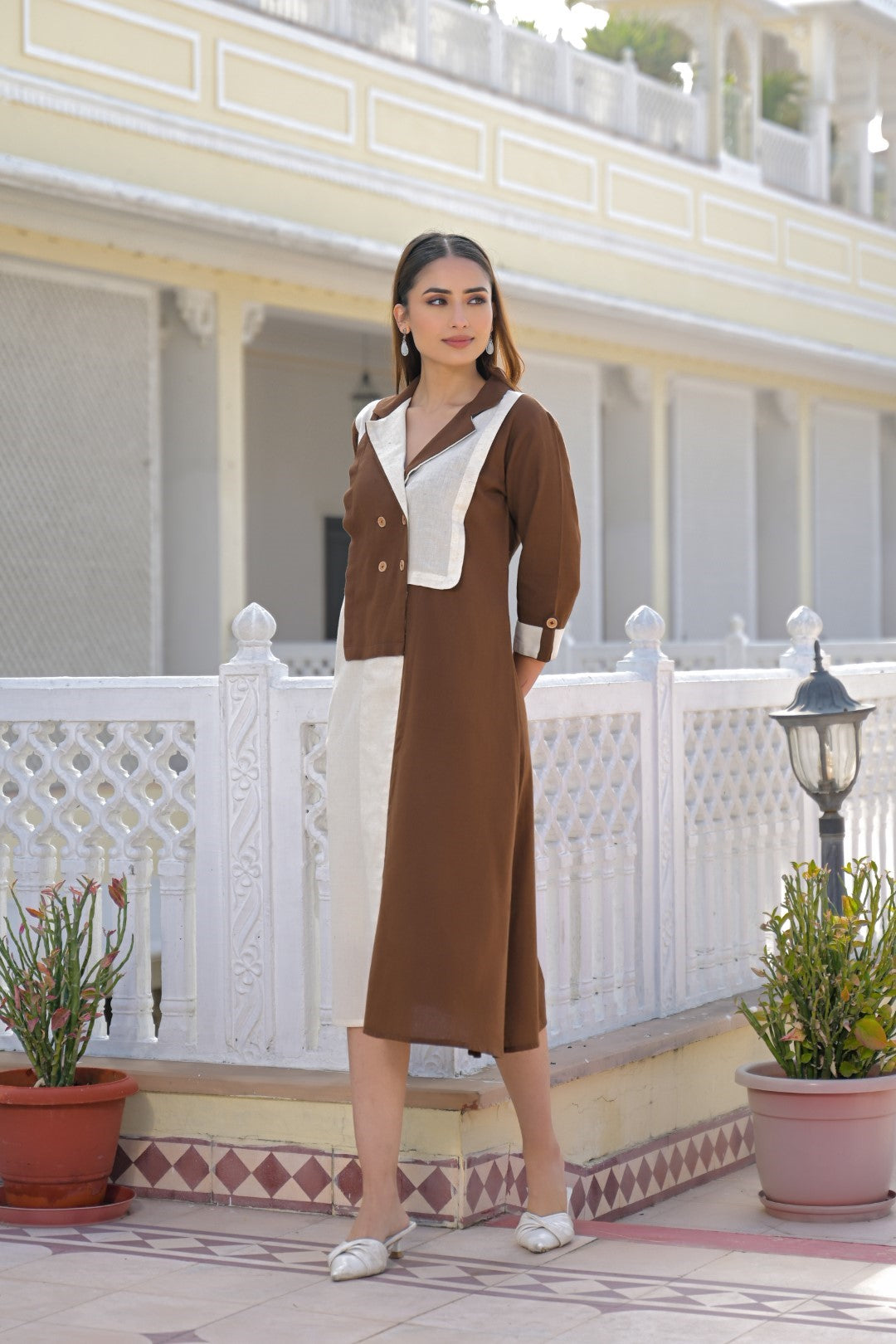 Tatva Coffee Cotton Dress